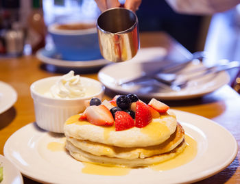 Close-up of cake in plate on table