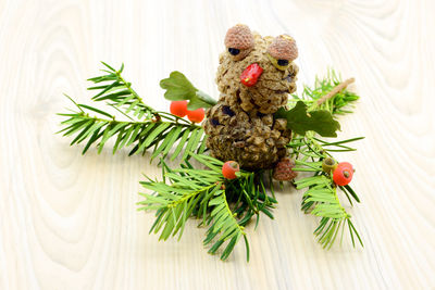 Close-up of christmas decorations on plant