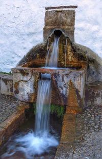 Water flowing through rocks