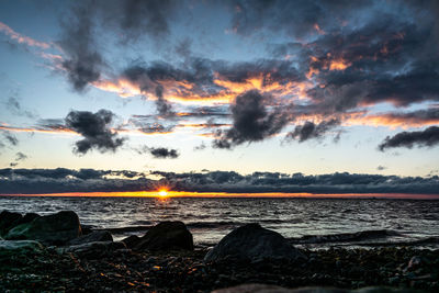 Scenic view of sea against sky during sunset