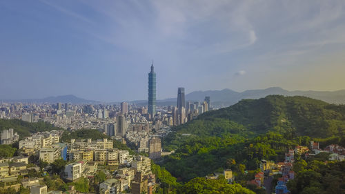 Aerial view of buildings in city