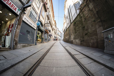 Empty alley amidst buildings in city