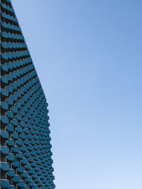 Low angle view of built structure against clear blue sky