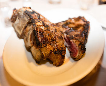 Close-up of meat in plate