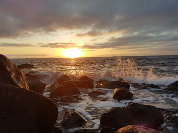 Scenic view of sea against sky during sunset