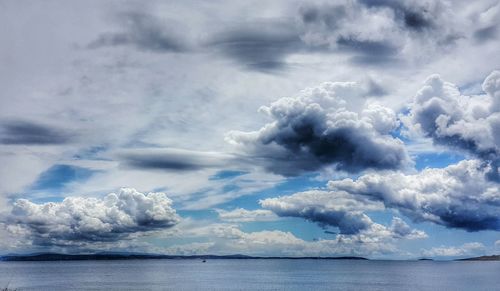 Scenic view of sea against cloudy sky