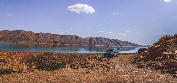 Scenic view of lake against sky