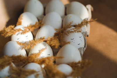 High angle view of eggs