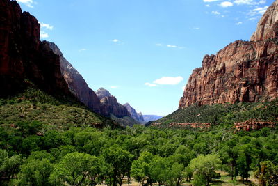Scenic view of rocky mountains against sky