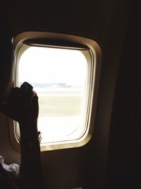 Landscape seen through airplane window