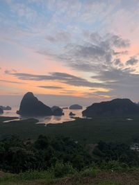 Scenic view of sea against sky during sunset