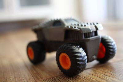 Close-up of toy car on table