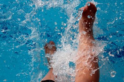 Legs splashing in pool