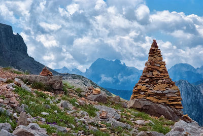 View of mountain against cloudy sky