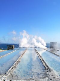 Thermal pool against blue sky