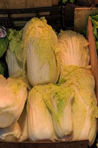 High angle view of vegetables for sale in market