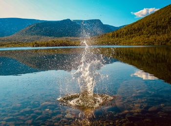 Scenic view of lake against sky