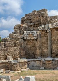 Side, turkey 18.07.2021. agora area of ancient city of side in antalya province, turkey