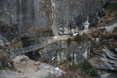 Buddhism paintings on rock formation