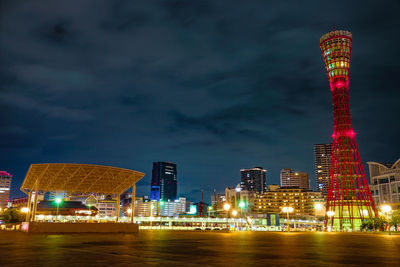 Illuminated city at night