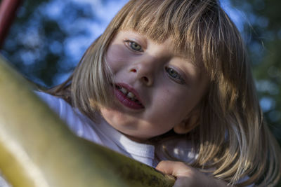 Close-up of cute girl at playground