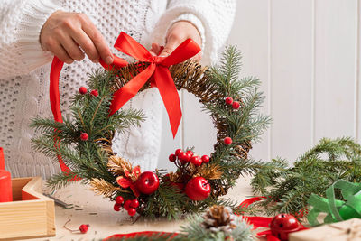 Christmas decorations on table