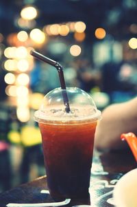 Close-up of drink in glass on table