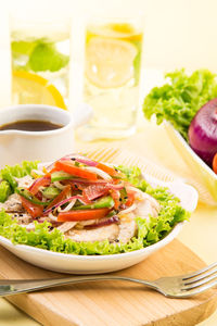 Close-up of chicken salad in bowl