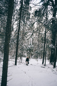 People in snow covered forest