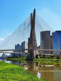 View of bridge over river against sky