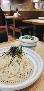 High angle view of food in restaurant