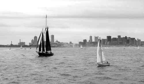 Sailboats in sea