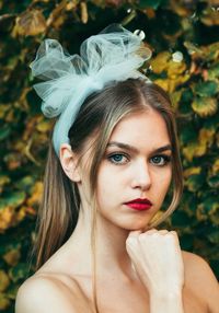 Close-up portrait of a beautiful young woman