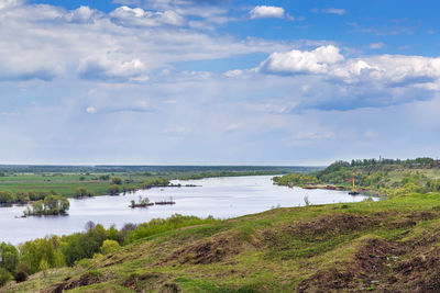 View of the oka river from the high bank near konstantinovo village, russia