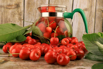 Close-up of strawberries on table