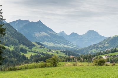 Scenic view of mountains against sky