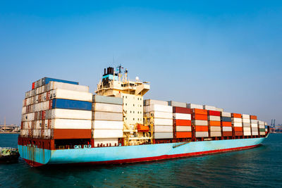 Big container cargo ship in import export business service commercial trade logistic 