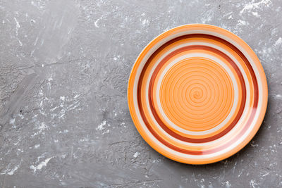 High angle view of empty plate on table