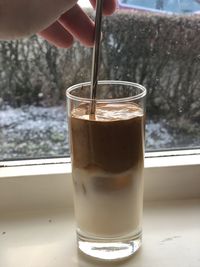 Close-up of drink in glass on table