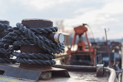 Close-up of boat against sky