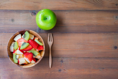 High angle view of fruits on table