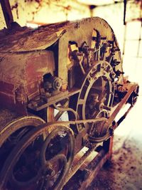 Close-up of rusty machine part