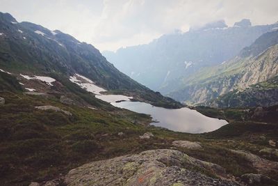 Scenic view of mountains against sky