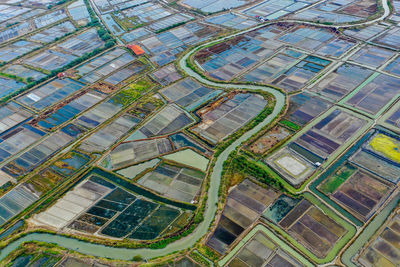 High angle view of salt field