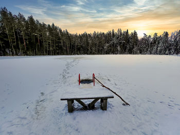 Scenic view of snow covered landscape