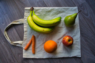 High angle view of fruits on table