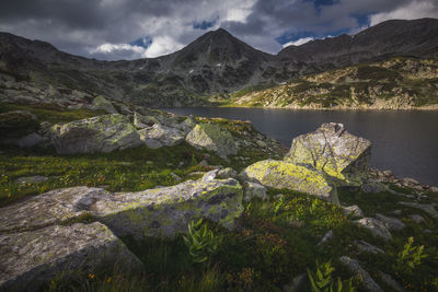 Rock landscape at sunset from carpathian mountains.