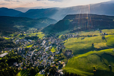 High angle view of mountains against sky