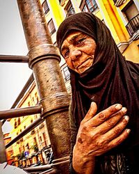 Midsection of man in city