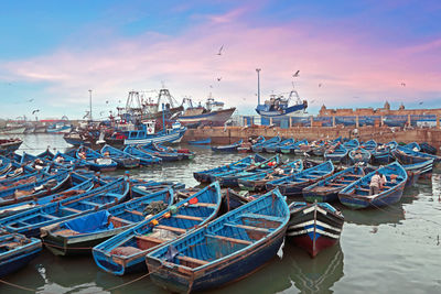 Port of essaouira in morocco at sunset in africa